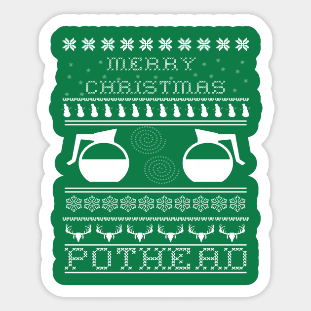 Pothead Ugly Christmas Sweater Design for Coffee Lovers Sticker by SaintandSinner